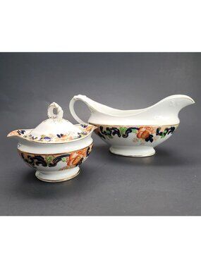 Gravy Boat and Lidded Sugar Bowl John Maddock & Sons Majestic China Cr166